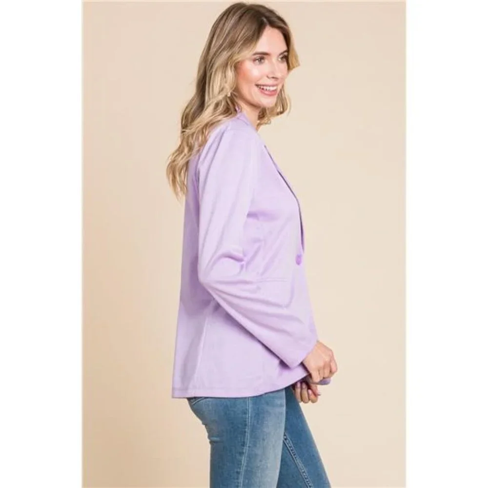 NWT Culture Code Button Up Long Sleeve Slit Blazer in Orchid - Picture 2 of 4